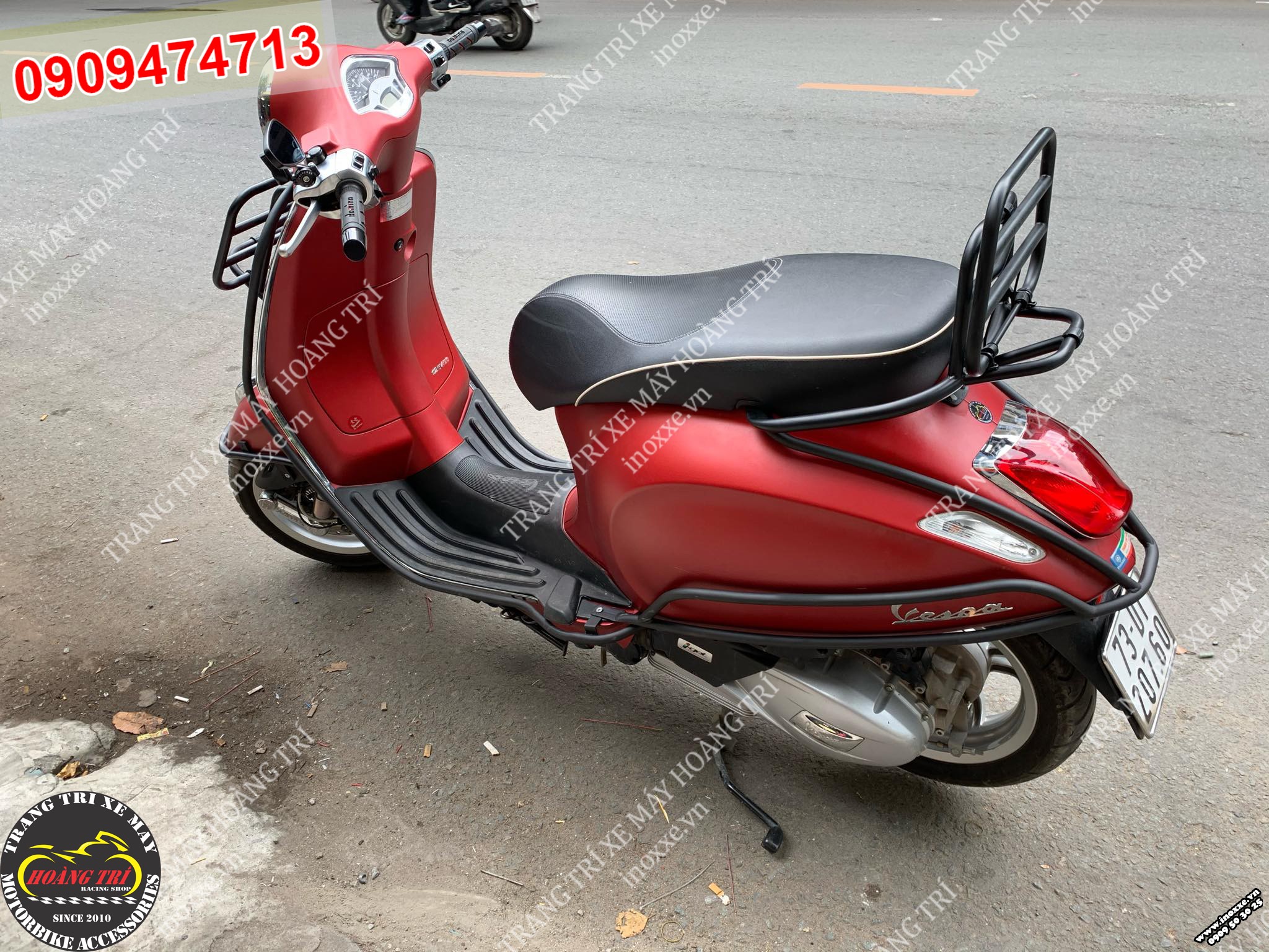 Vespa Primavera đỏ nhám độ Full set sơn tĩnh điện cho xe 